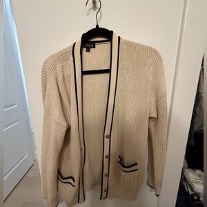 J. Crew Beige Cardigan with Black Trim